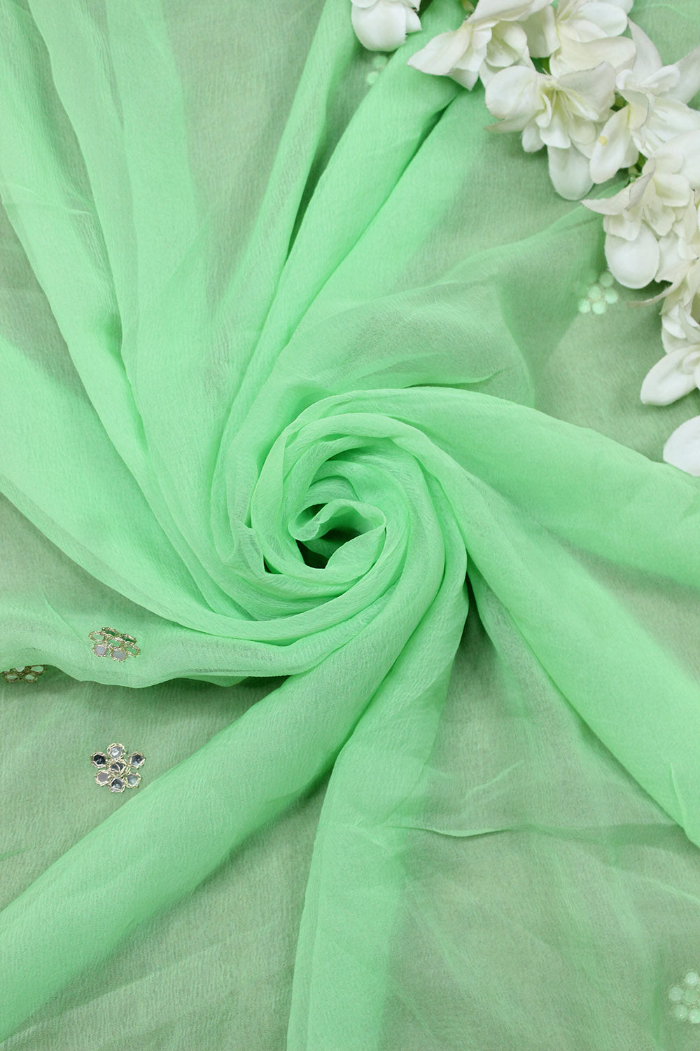 Green Trendy Chiffon Fabric ( 1 Mtr )