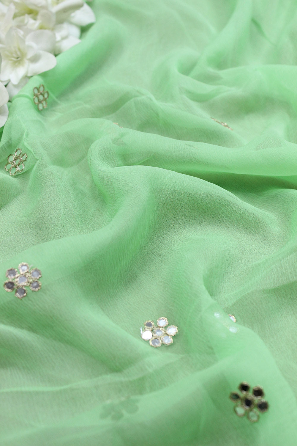 Green Trendy Chiffon Fabric ( 1 Mtr )