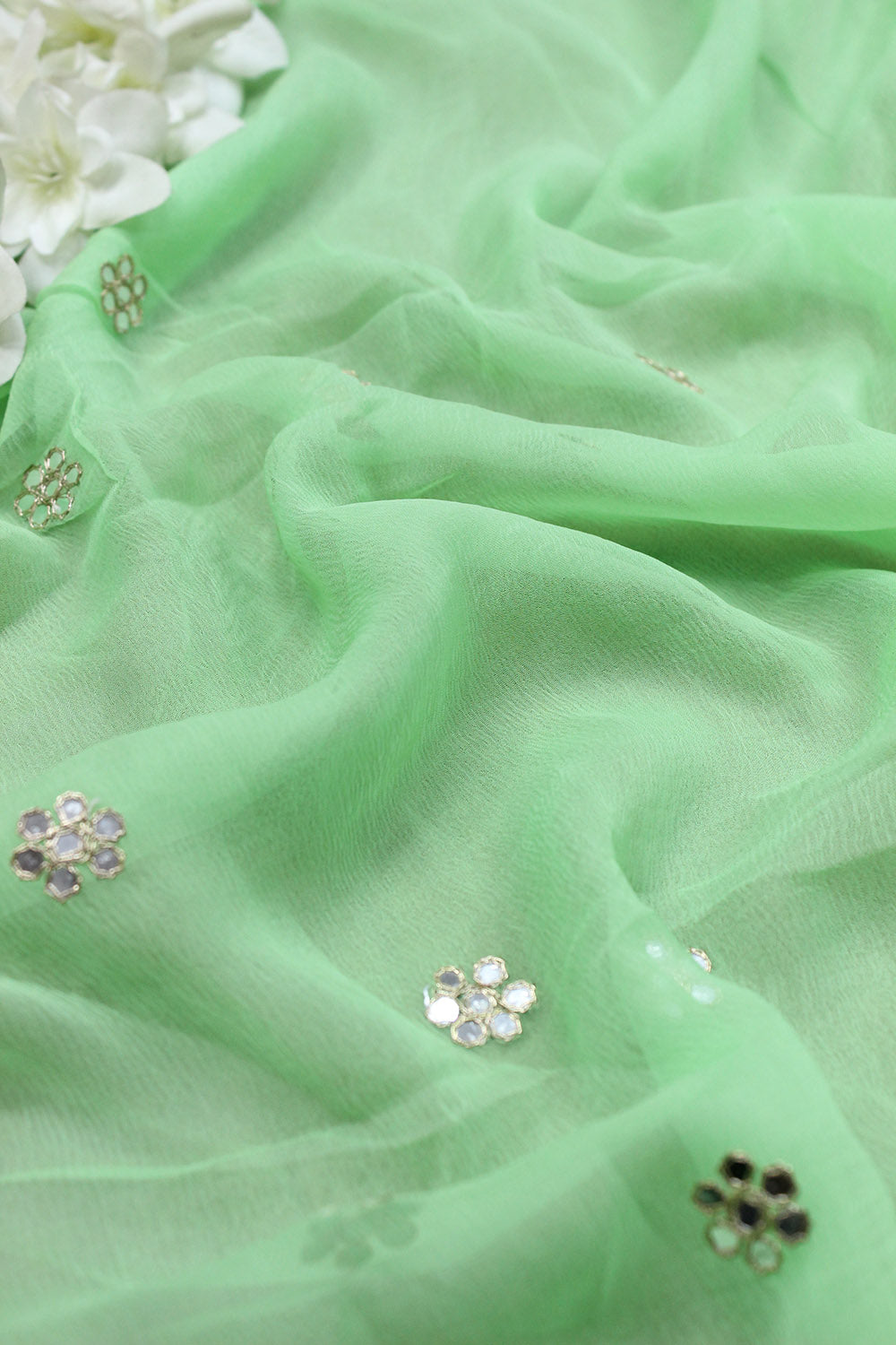 Green Trendy Chiffon Fabric ( 1 Mtr ) - Luxurion World