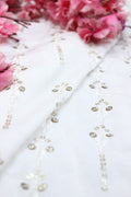 Off White Trendy Georgette Sequins Work Fabric  ( 1 Mtr ) - Luxurion World