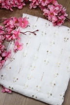Off White Trendy Georgette Sequins Work Fabric  ( 1 Mtr ) - Luxurion World