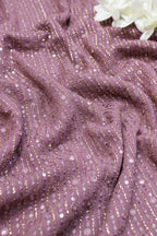Purple Trendy Georgette Sequins Work Fabric (1 Mtrs) - Luxurion World