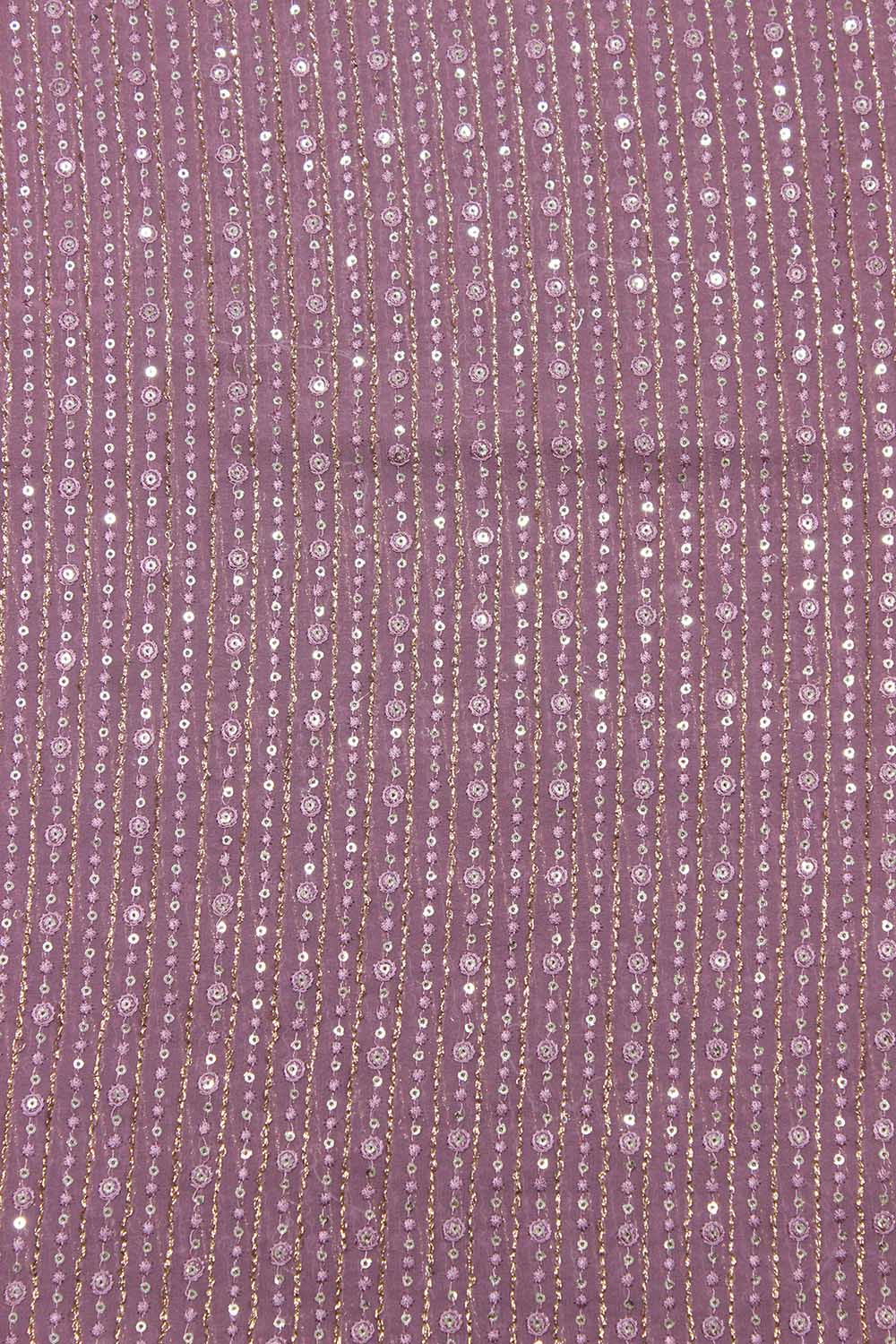 Purple Trendy Georgette Sequins Work Fabric (1 Mtrs) - Luxurion World