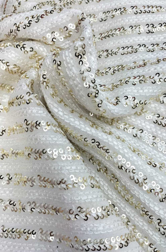 Dyeable Embroidered Trendy Georgette Sequins Work Fabric ( 1 Mtr )