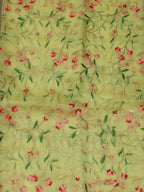 Yellow Embroidered Trendy Organza Silk Floral Design Fabric ( 1 Mtr ) - Luxurion World