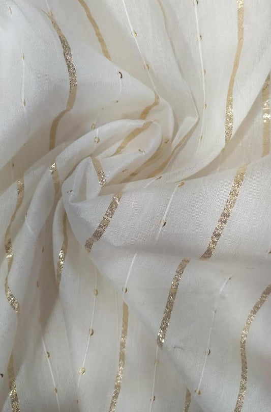 Dyeable Trendy Chanderi Silk Sequins Work Fabric ( 1 Mtr )