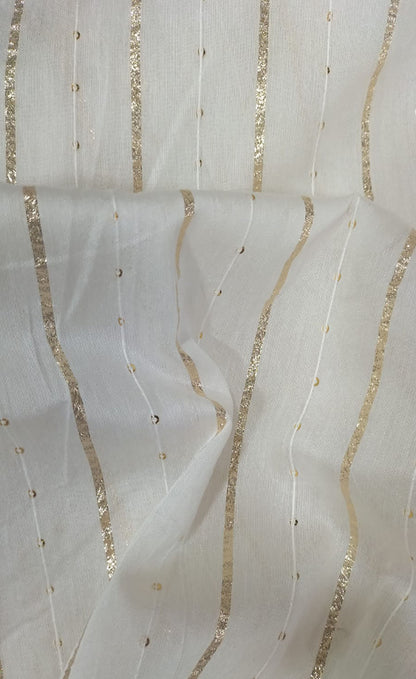 Dyeable Trendy Chanderi Silk Sequins Work Fabric ( 1 Mtr ) - Luxurion World