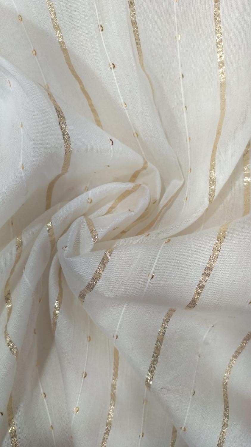 Dyeable Trendy Chanderi Silk Sequins Work Fabric ( 1 Mtr ) - Luxurion World