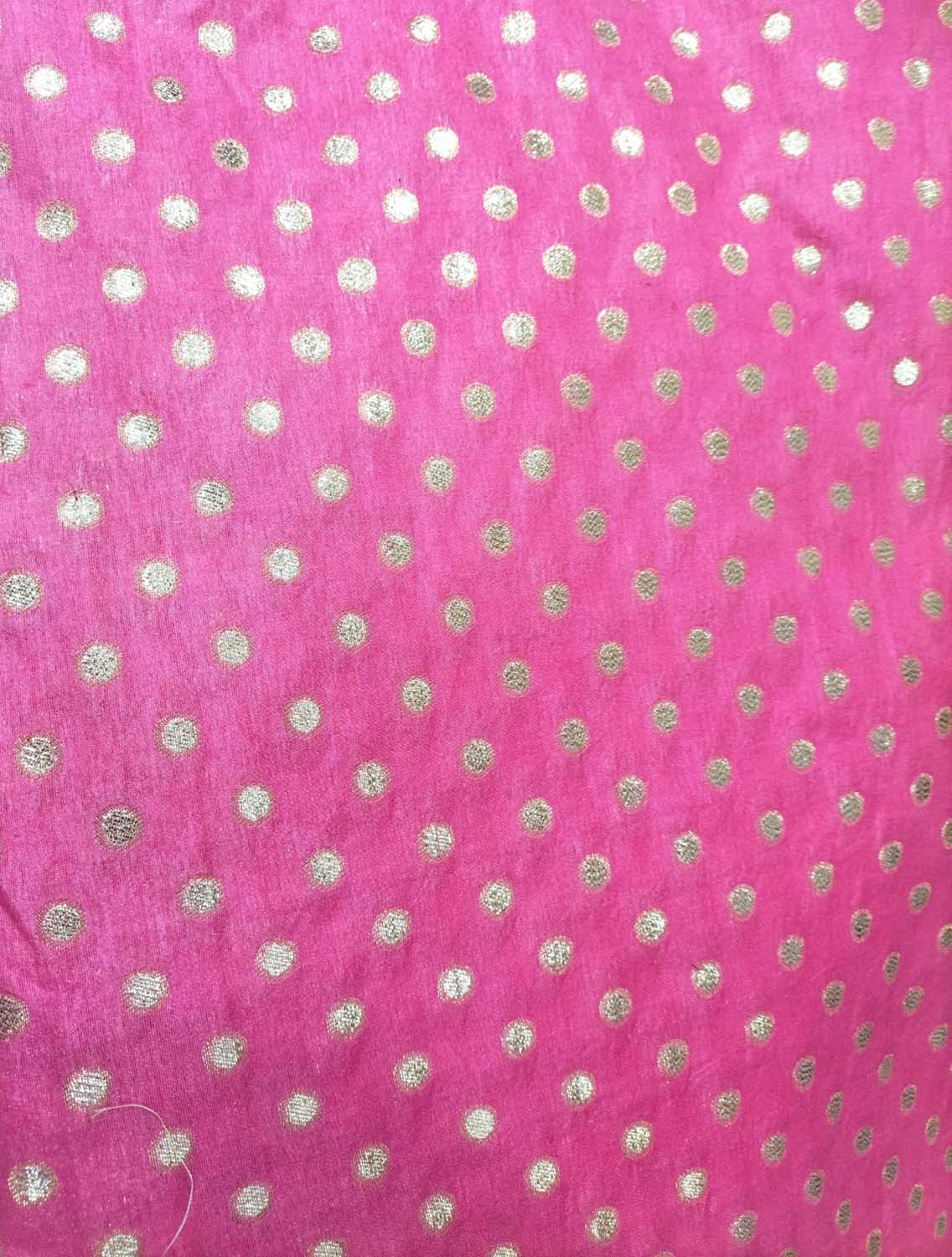 Pink Banarasi Chanderi Silk Zari Work Fabric ( 1 Mtr ) - Luxurion World
