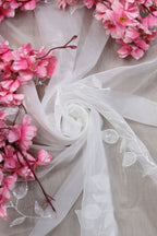 White Trendy Sequins Work Organza Fabric ( 1Mtr ) - Luxurion World