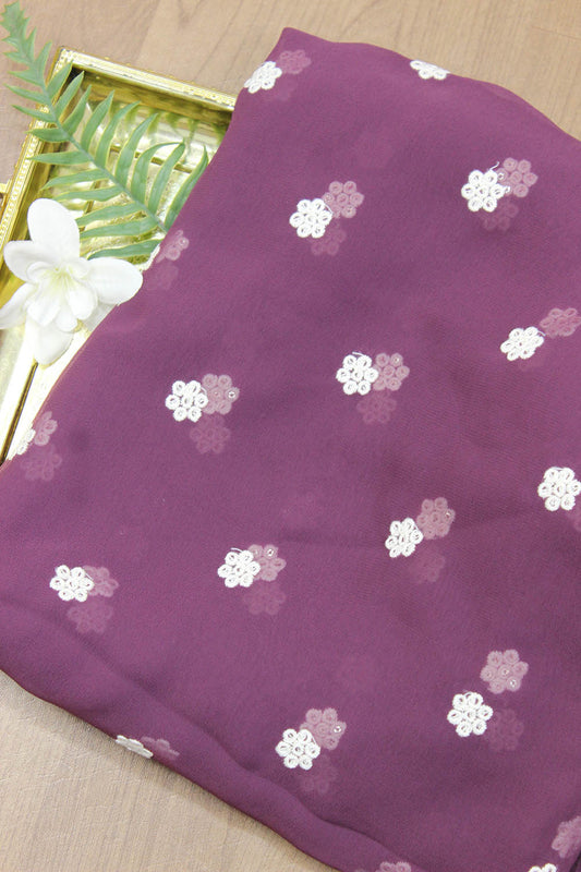 Purple Trendy Georgette Sequins Work Fabric (0.70 Mtrs) - Luxurion World