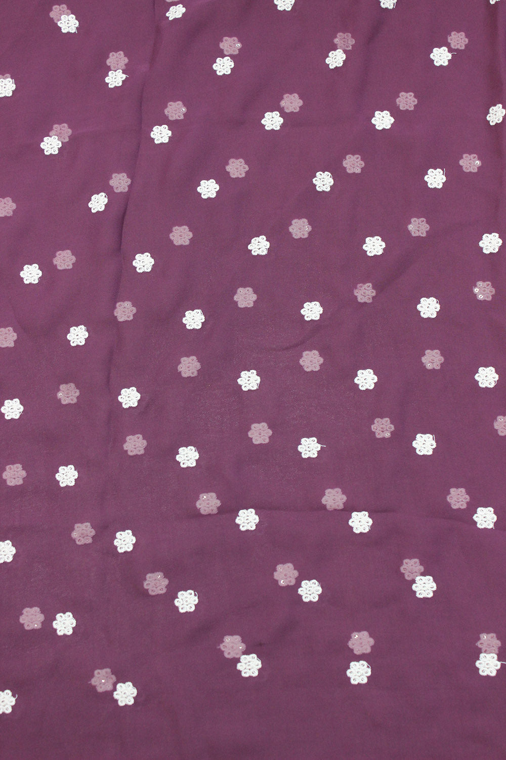 Purple Trendy Georgette Sequins Work Fabric (1 Mtrs)