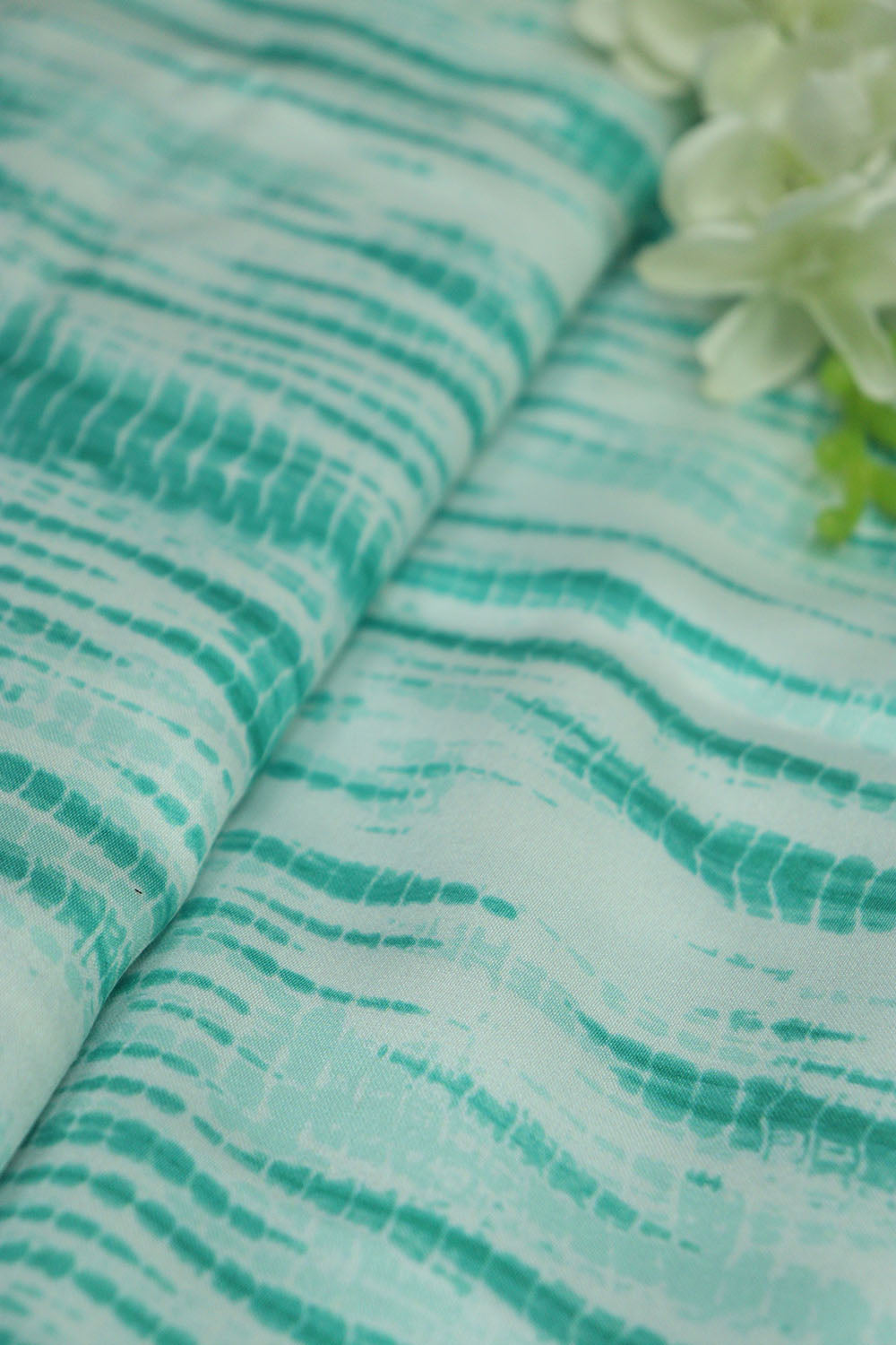 Vibrant Green Tie Dye Modal Satin Fabric: Trendy & Sustainable (1 Mtr) - Luxurion World