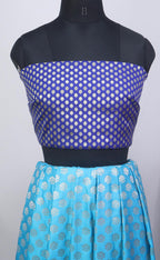 Blue Banarasi Silk Unstitched Lehenga With Banarasi Silk Blouse Piece Fabric - Luxurion World
