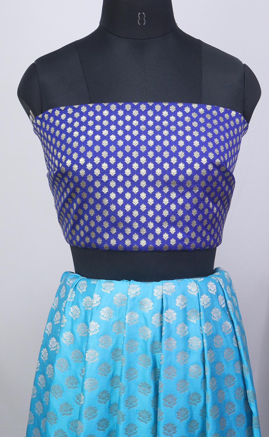 Blue Banarasi Silk Unstitched Lehenga With Banarasi Silk Blouse Piece Fabric - Luxurion World