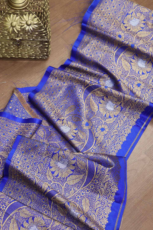 Blue Banarasi Silk Lace ( 1 Mtr ) - Luxurion World