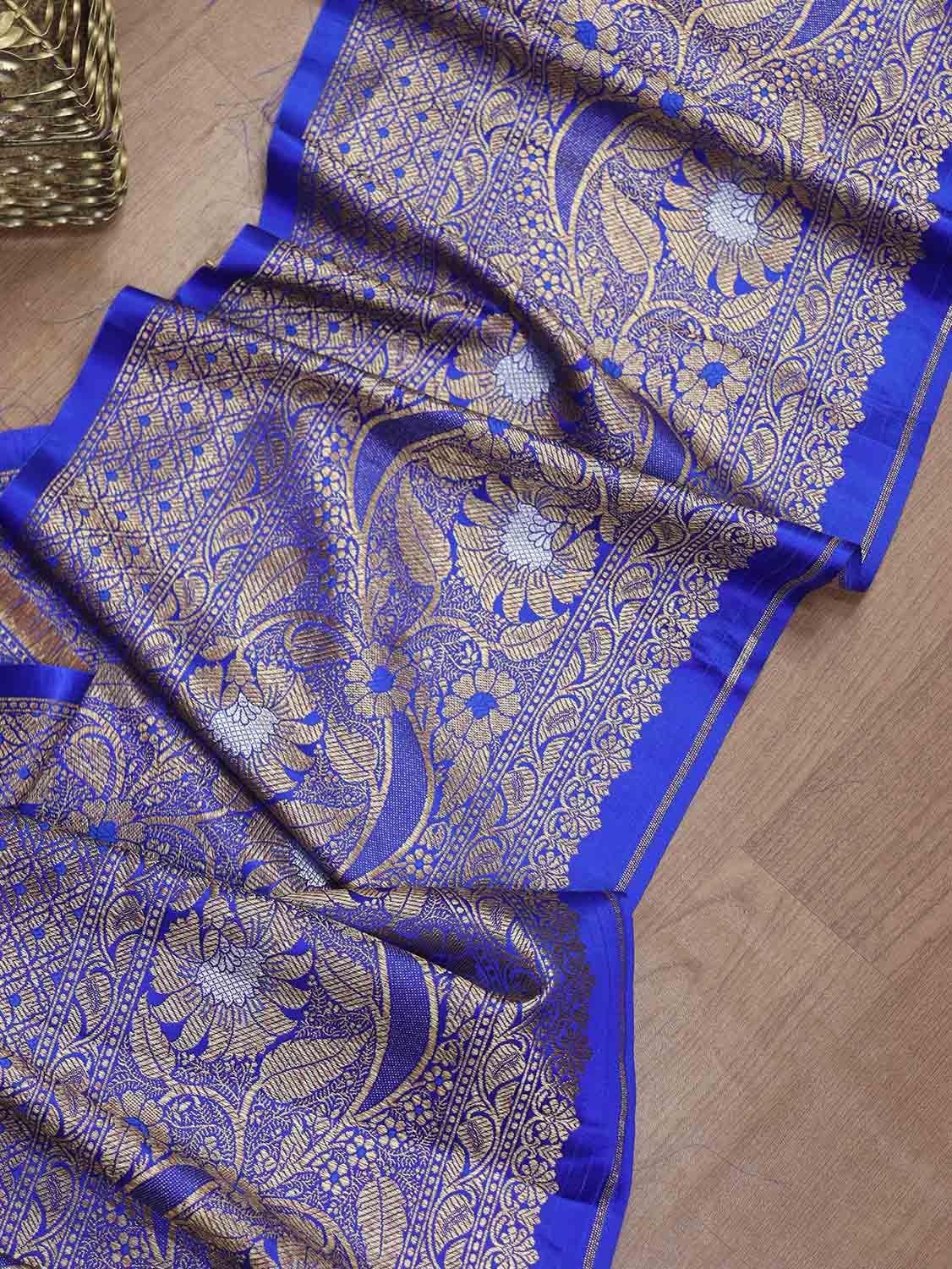 Blue Banarasi Silk Lace ( 1 Mtr ) - Luxurion World