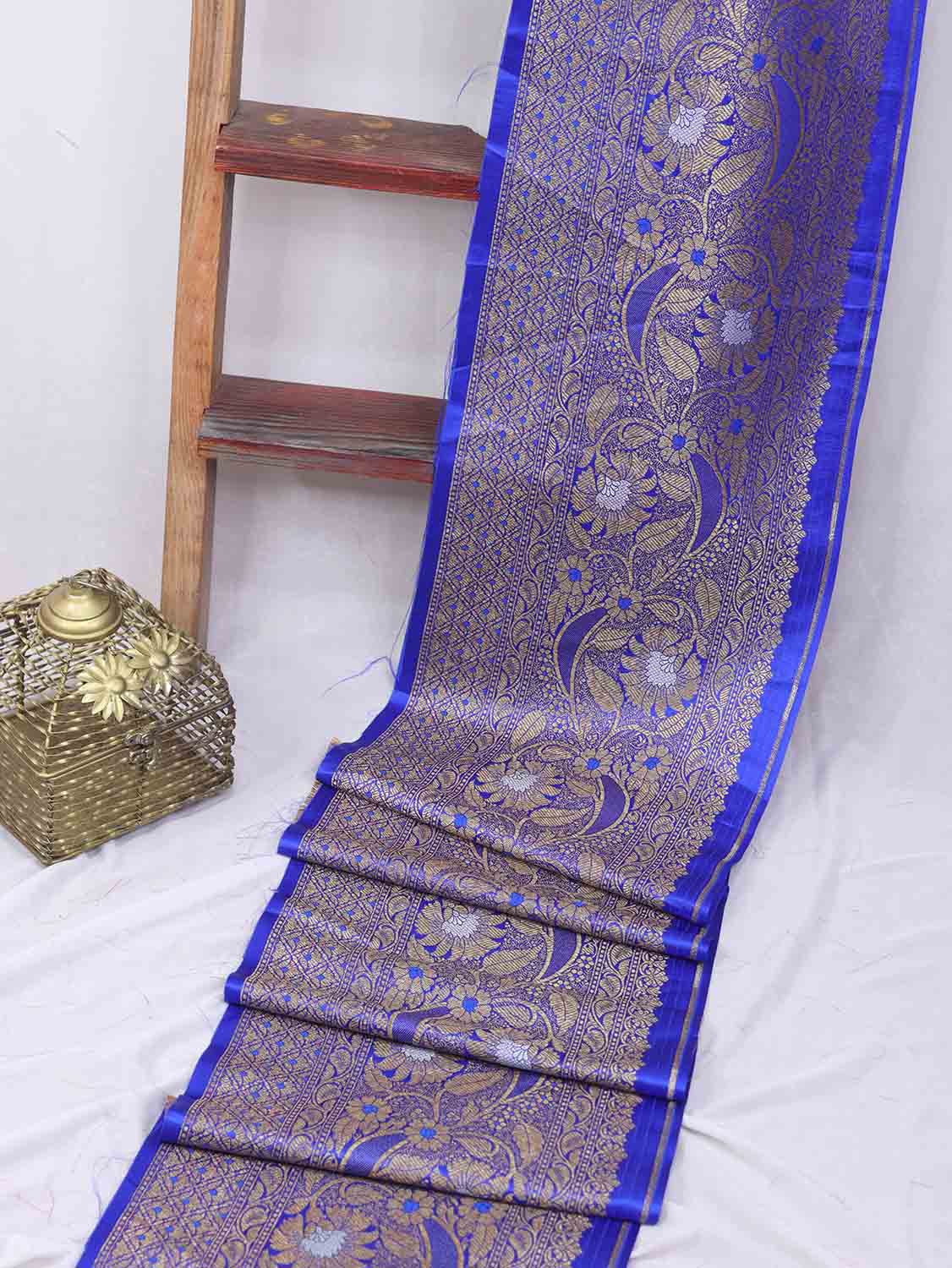 Blue Banarasi Silk Lace ( 1 Mtr ) - Luxurion World