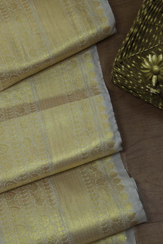 Exquisite Dyeable White Banarasi Silk Lace - 1 Mtr Length