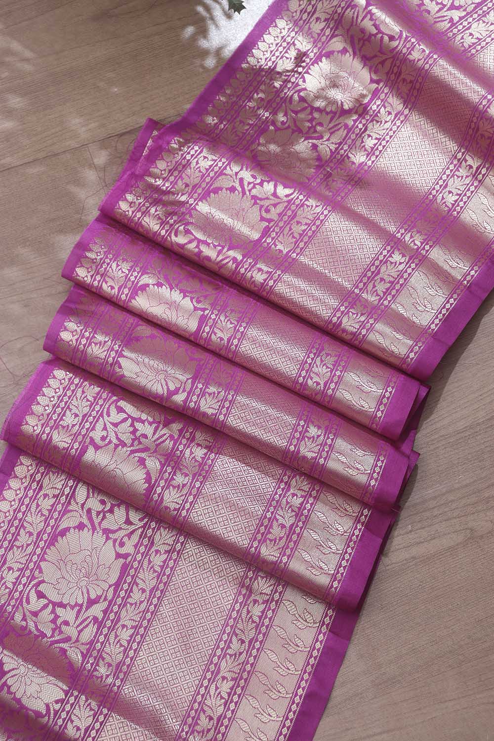 Elegant Purple Banarasi Silk Lace: A Timeless Touch of Luxury  (1 mtr) - Luxurion World