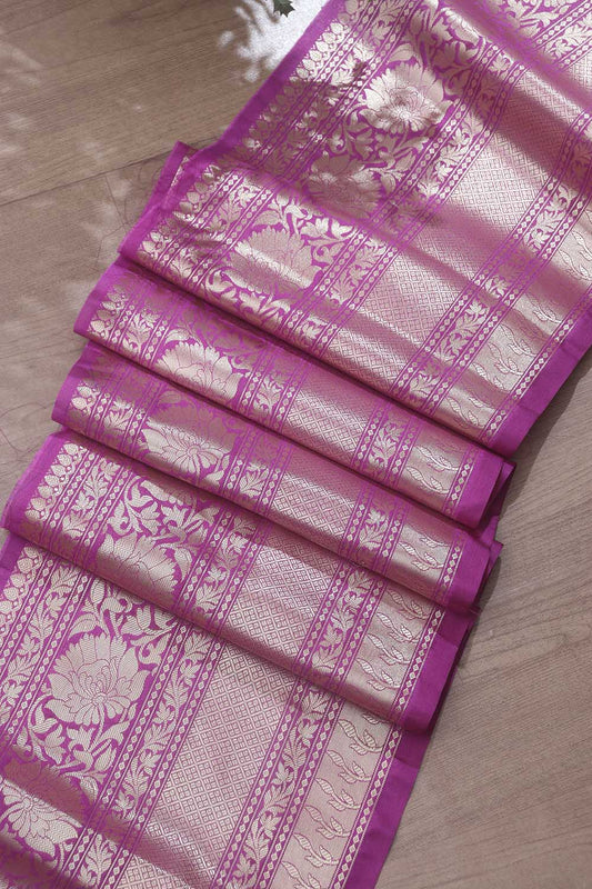 Elegant Purple Banarasi Silk Lace: A Timeless Touch of Luxury  (1 mtr)