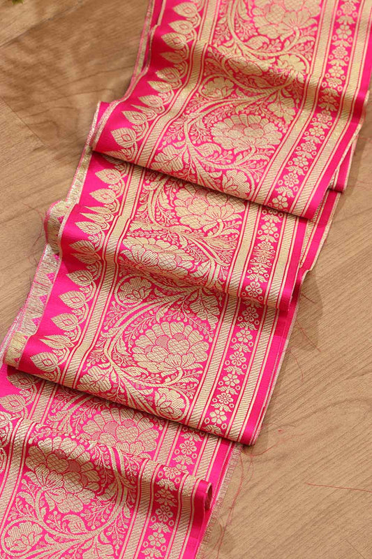 Elegant Pink Banarasi Silk Lace ( 0.5 Mtr ) - Luxurion World