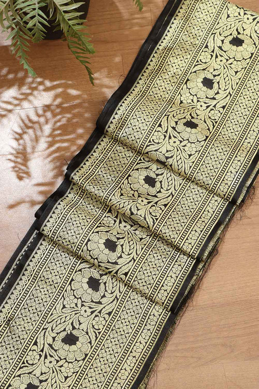 Elegant Black Banarasi Silk Lace ( 1 Mtr ) - Luxurion World