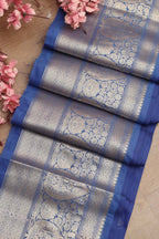 Blue Banarasi Silk Lace Saree ( 1 Mtr ) - Luxurion World