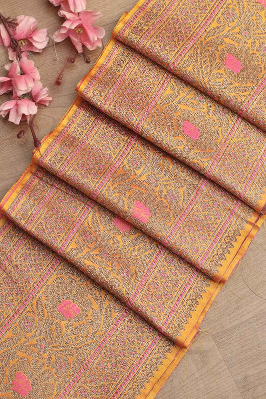 Yellow Banarasi Silk Lace Saree - Elegant & Timeless  (1 Mtr)