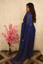 Blue Gota Patti Chiffon Saree - Luxurion World