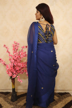 Blue Gota Patti Chiffon Saree - Luxurion World