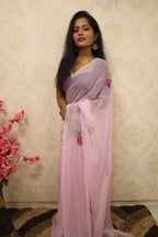 Pink Gota Patti Chiffon Saree - Luxurion World