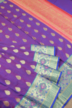 Shop Purple Handloom Banarasi Silk Saree - Luxurion World