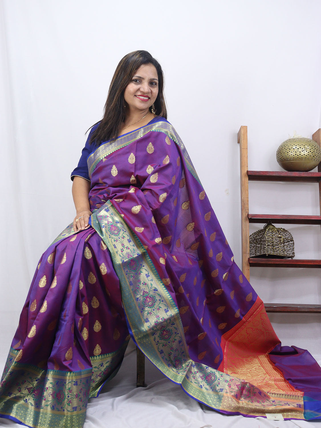 Shop Purple Handloom Banarasi Silk Saree - Luxurion World