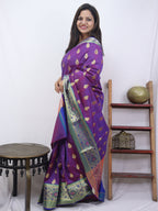 Shop Purple Handloom Banarasi Silk Saree - Luxurion World