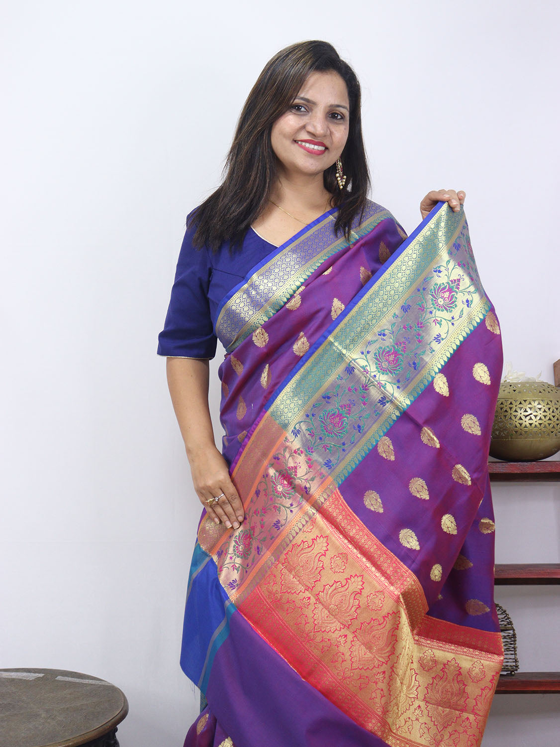 Shop Purple Handloom Banarasi Silk Saree - Luxurion World