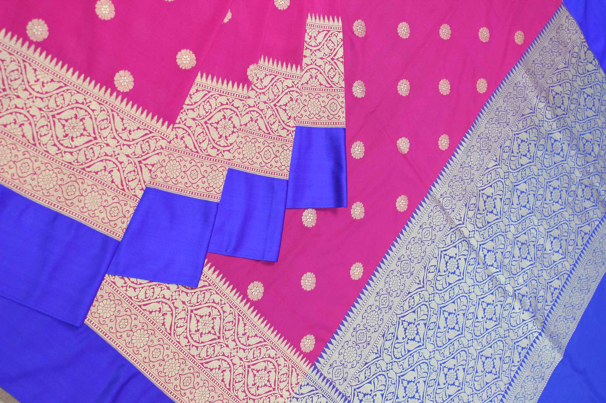 Shop Now for Pink Handloom Banarasi Soft Silk Saree with Contrast Border - Latest Collection - Luxurion World