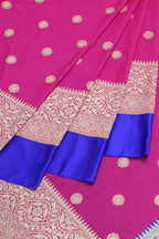 Shop Now for Pink Handloom Banarasi Soft Silk Saree with Contrast Border - Latest Collection - Luxurion World