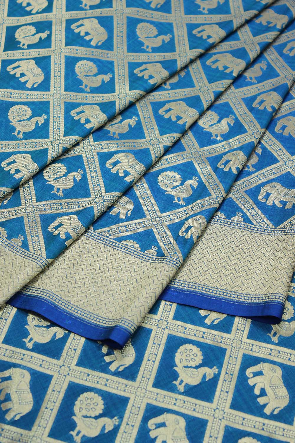 Shop the Finest Blue Handloom Banarasi Silk Saree Online - Exclusive Collection
