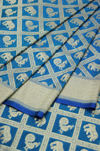 Shop Blue Handloom Banarasi Silk Saree Online - Exclusive - Luxurion World