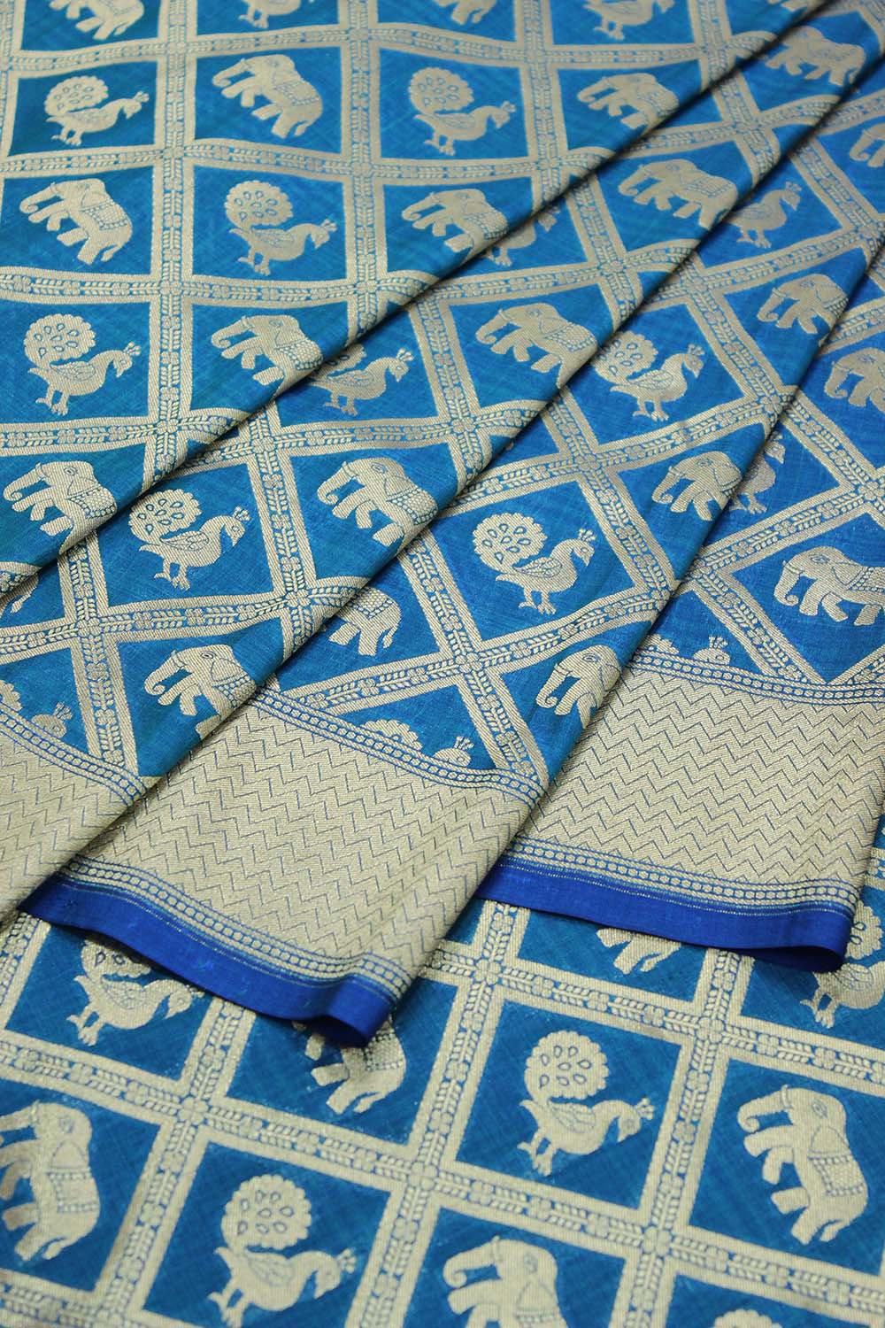 Shop Blue Handloom Banarasi Silk Saree Online - Exclusive - Luxurion World