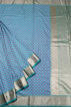 Shop Now for Blue Banarasi Soft Silk Saree with Contrast Border - Latest Arrival! - Luxurion World
