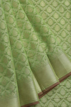 Green Banarasi Cotton Silk Saree - Elegant Ethnic Wear for Women - Luxurion World