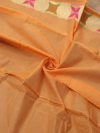 Stunning Orange Banarasi Cotton Silk Saree with Meenakari Work - Luxurion World