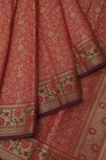 Pink Banarasi Cotton Silk Meenakari Saree - Luxurion World