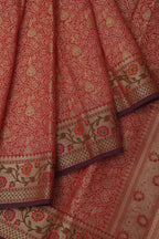 Pink Banarasi Cotton Silk Meenakari Saree - Luxurion World