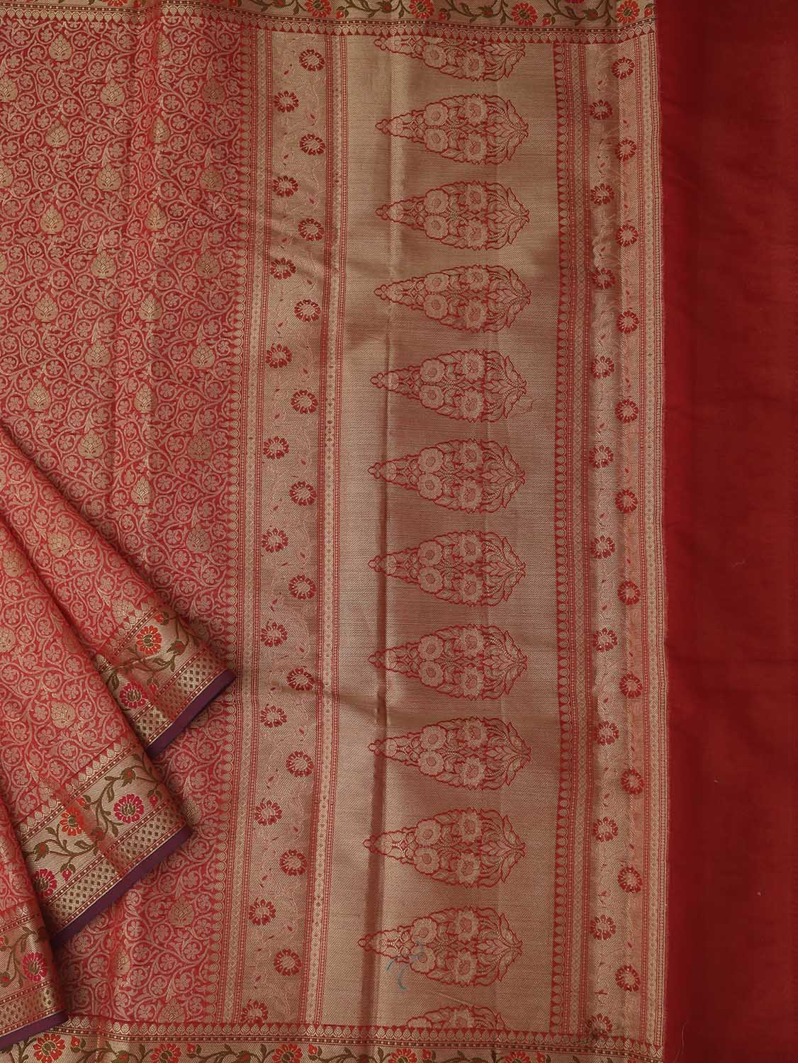 Pink Banarasi Cotton Silk Meenakari Saree
