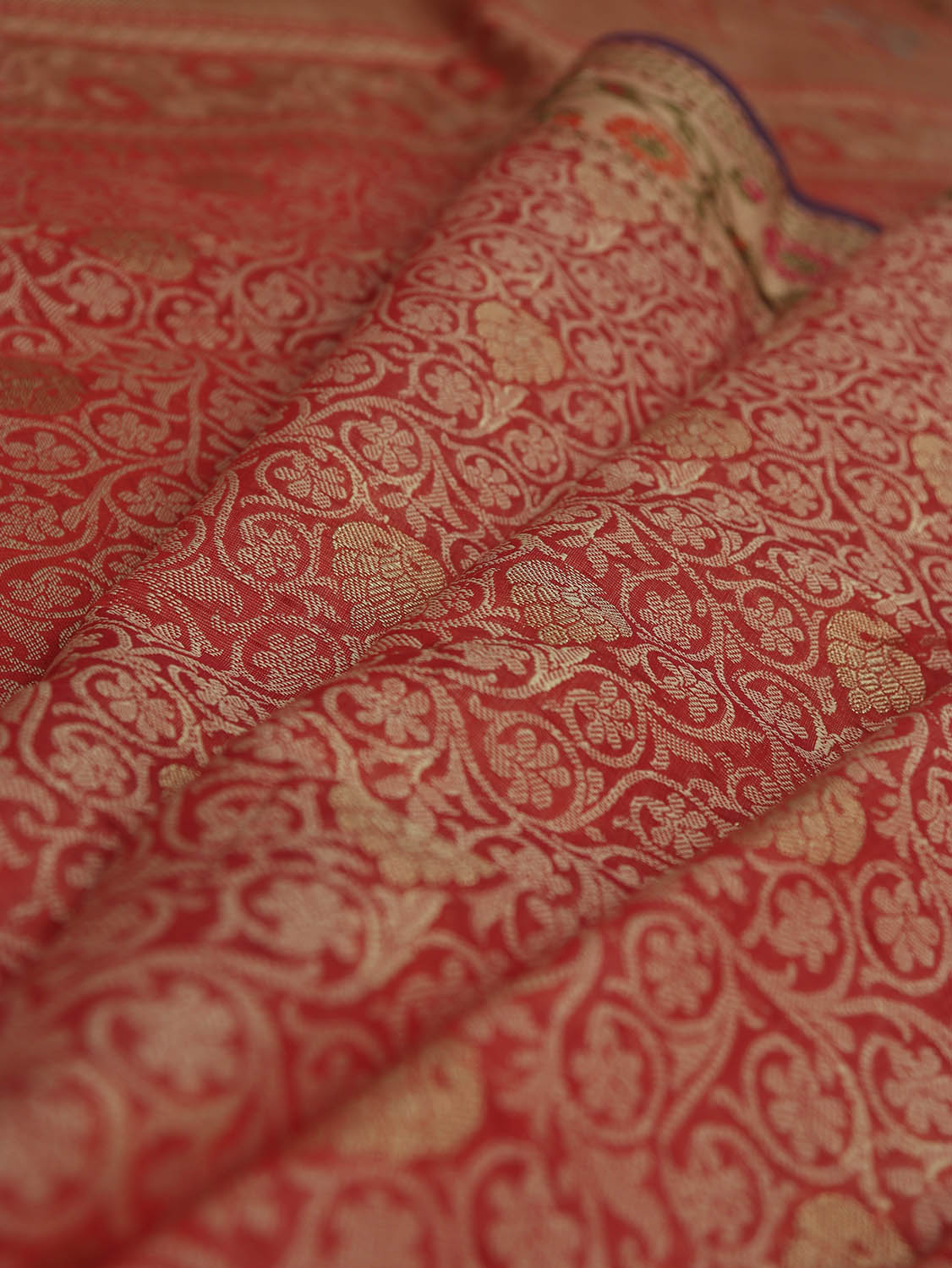 Pink Banarasi Cotton Silk Meenakari Saree - Luxurion World