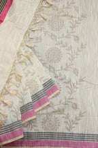 Stunning Off White Banarasi Cotton Silk Saree - Perfect for Any Occasion! - Luxurion World