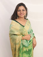 Green Banarasi Shibori Tie And Dye Georgette Saree - Luxurion World
